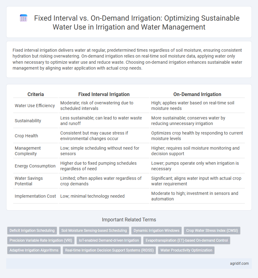 Fixed Interval vs. On-Demand Irrigation: Optimizing Sustainable Water Use in Irrigation and Water Management