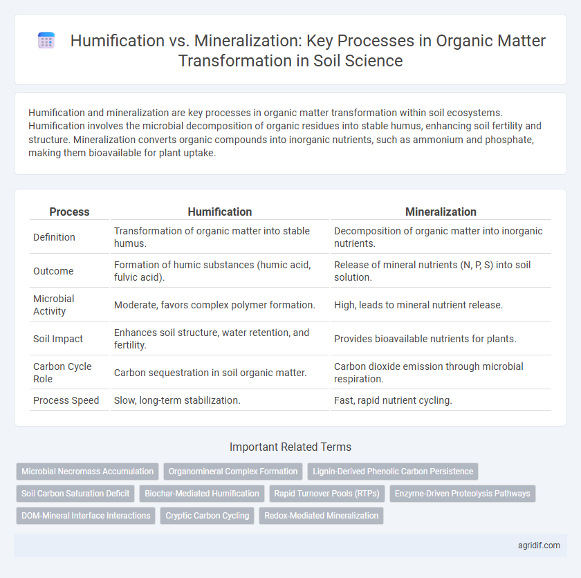 Humification vs. Mineralization: Key Processes in Organic Matter Transformation in Soil Science