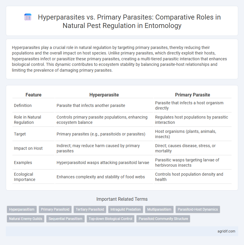Hyperparasites vs. Primary Parasites: Comparative Roles in Natural Pest Regulation in Entomology