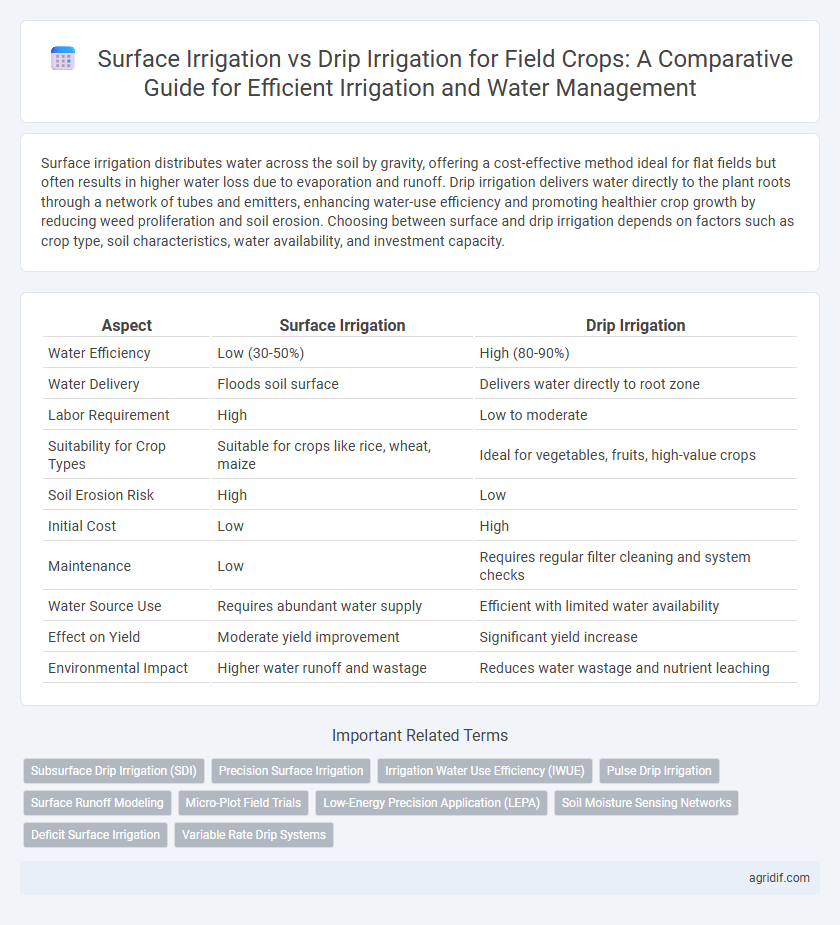 Surface Irrigation vs Drip Irrigation for Field Crops: A Comparative Guide for Efficient Irrigation and Water Management