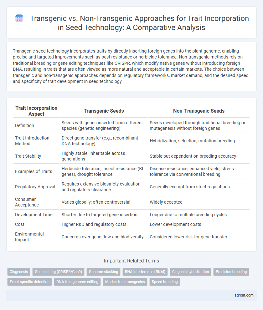Transgenic vs. Non-Transgenic Approaches for Trait Incorporation in Seed Technology: A Comparative Analysis