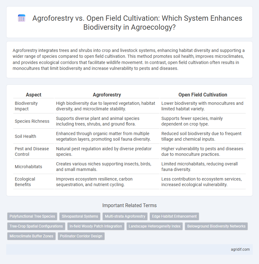 Agroforestry vs. Open Field Cultivation: Which System Enhances Biodiversity in Agroecology?
