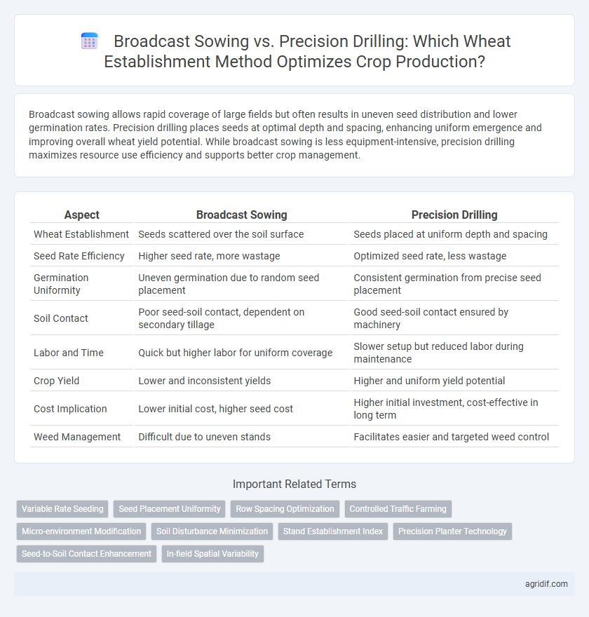 Broadcast Sowing vs. Precision Drilling: Which Wheat Establishment Method Optimizes Crop Production?