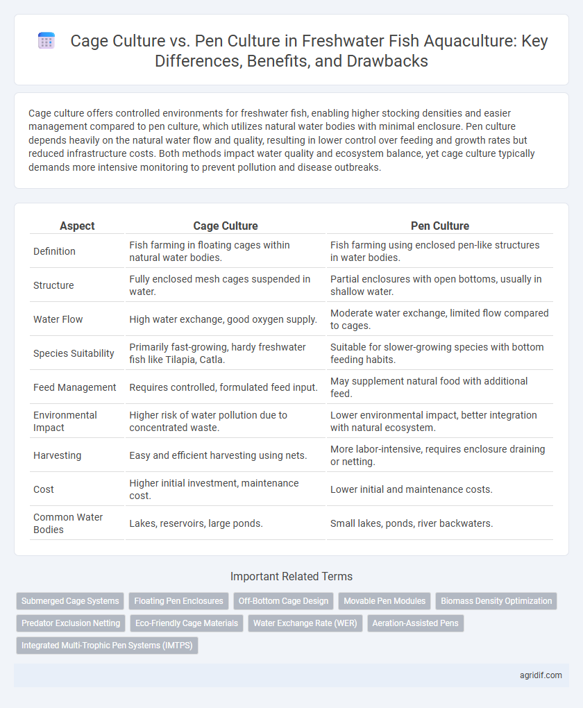 Cage Culture vs. Pen Culture in Freshwater Fish Aquaculture: Key Differences, Benefits, and Drawbacks