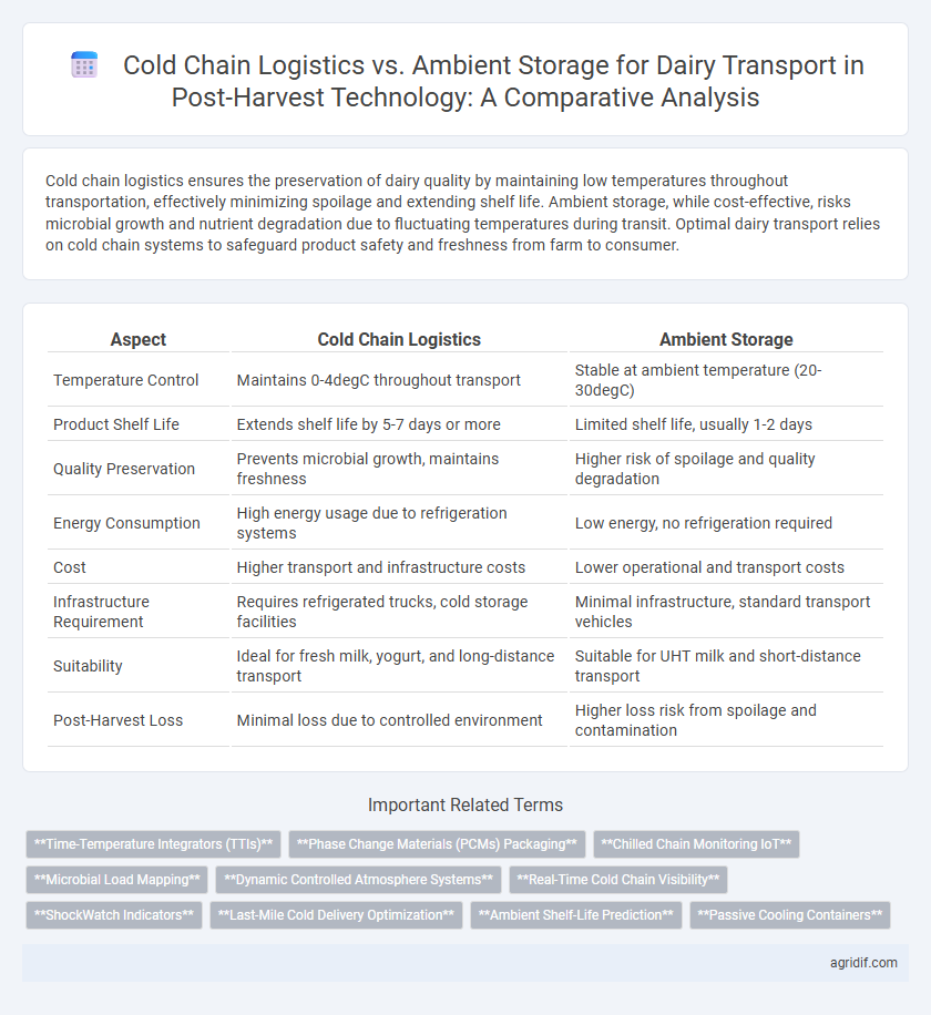 Cold Chain Logistics vs. Ambient Storage for Dairy Transport in Post-Harvest Technology: A Comparative Analysis