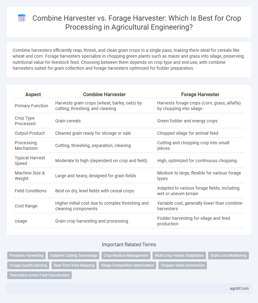 Combine Harvester vs. Forage Harvester: Which Is Best for Crop Processing in Agricultural Engineering?
