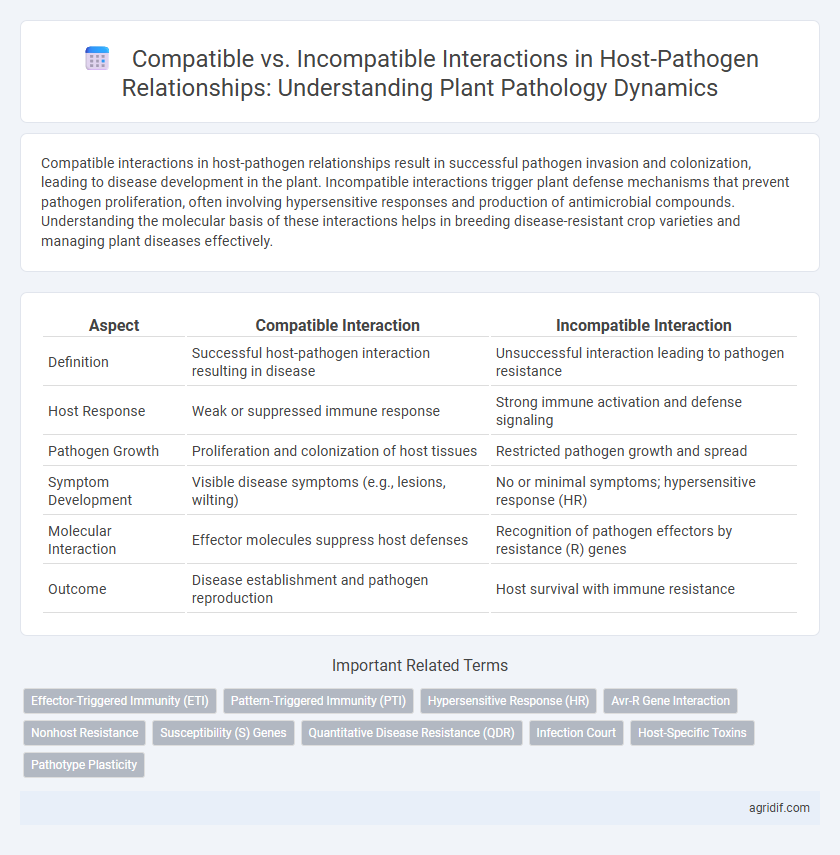 Compatible vs. Incompatible Interactions in Host-Pathogen Relationships: Understanding Plant Pathology Dynamics