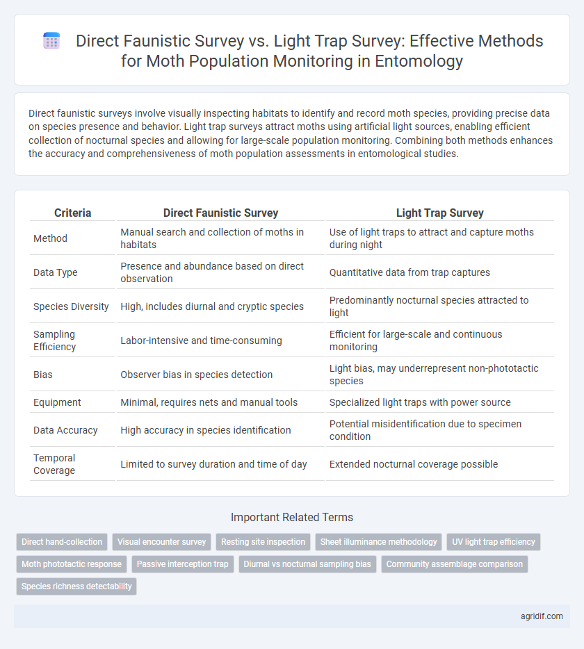 Direct Faunistic Survey vs. Light Trap Survey: Effective Methods for Moth Population Monitoring in Entomology