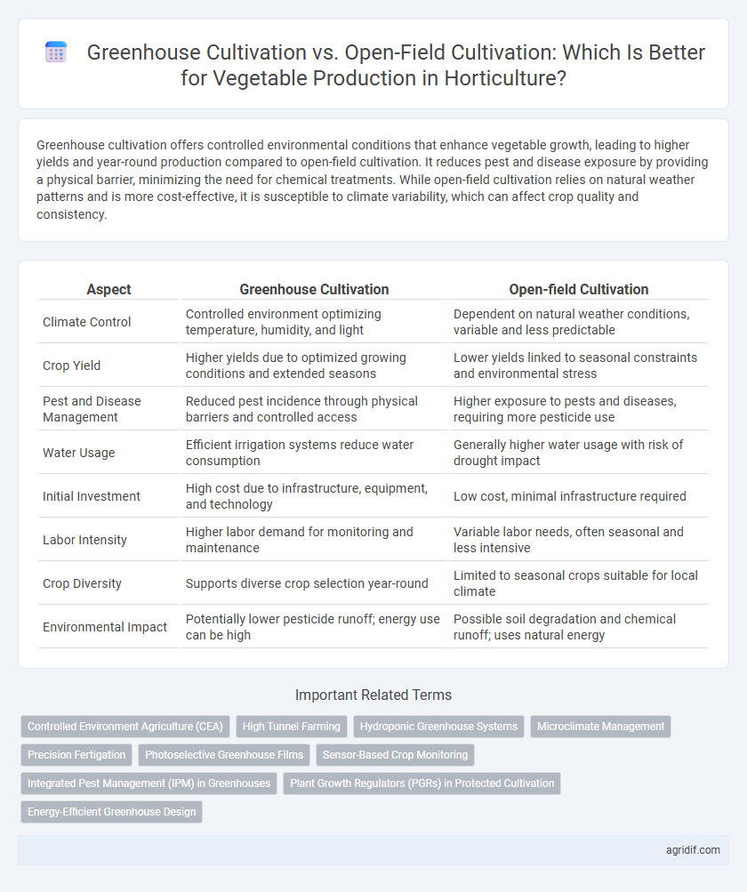 Greenhouse Cultivation vs. Open-Field Cultivation: Which Is Better for Vegetable Production in Horticulture?