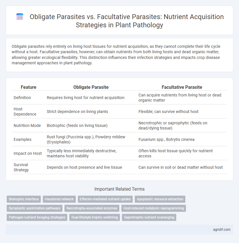 Obligate Parasites vs. Facultative Parasites: Nutrient Acquisition Strategies in Plant Pathology