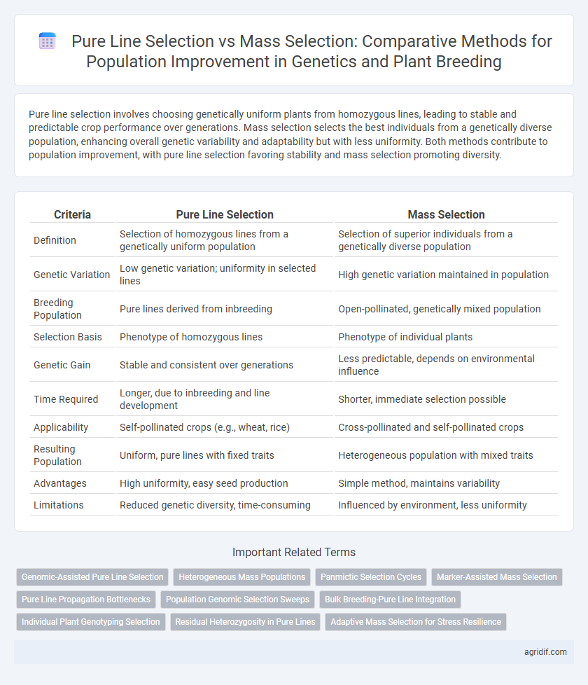 Pure Line Selection vs Mass Selection: Comparative Methods for Population Improvement in Genetics and Plant Breeding