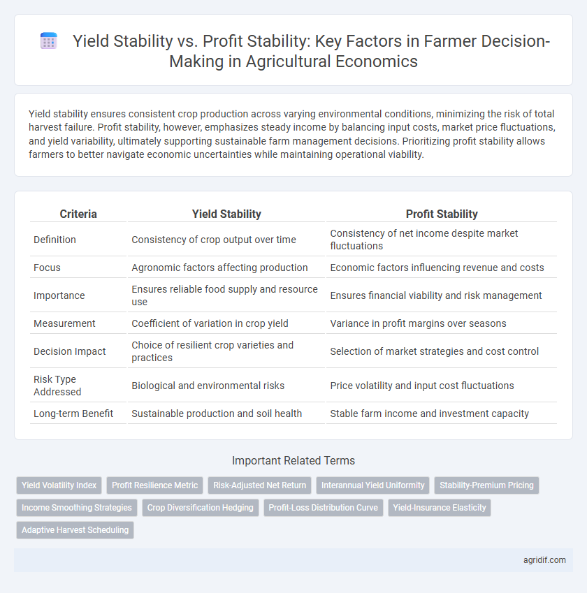 Yield Stability vs. Profit Stability: Key Factors in Farmer Decision-Making in Agricultural Economics