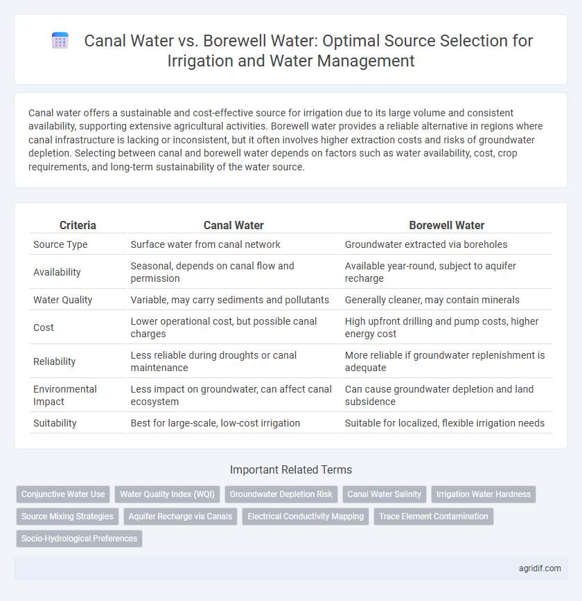 Canal Water vs. Borewell Water: Optimal Source Selection for Irrigation and Water Management