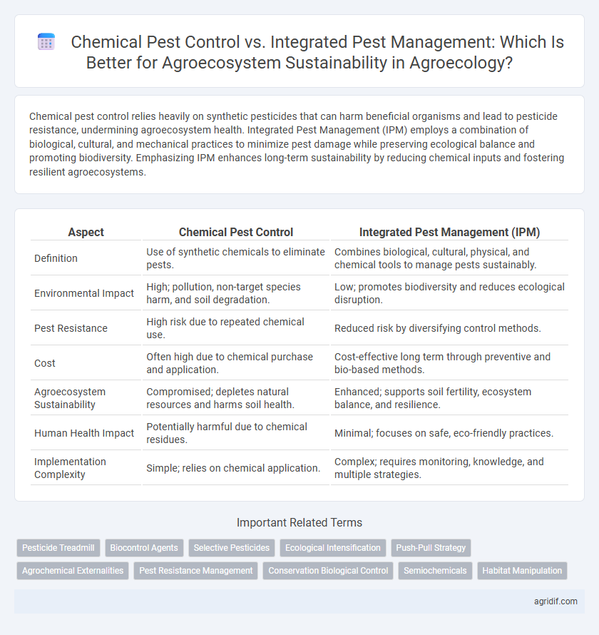 Chemical Pest Control vs. Integrated Pest Management: Which Is Better for Agroecosystem Sustainability in Agroecology?
