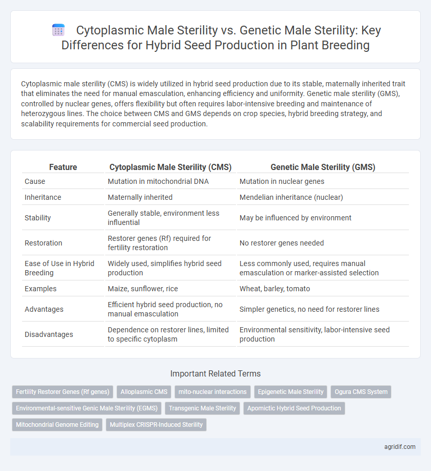 Cytoplasmic Male Sterility vs. Genetic Male Sterility: Key Differences for Hybrid Seed Production in Plant Breeding