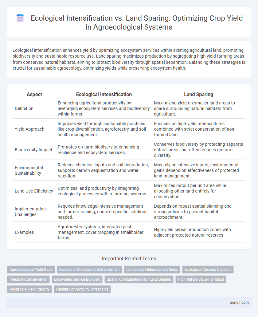 Ecological Intensification vs. Land Sparing: Optimizing Crop Yield in Agroecological Systems