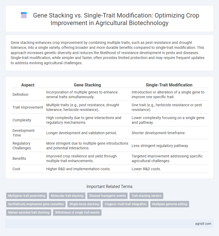 Gene Stacking vs. Single-Trait Modification: Optimizing Crop Improvement in Agricultural Biotechnology