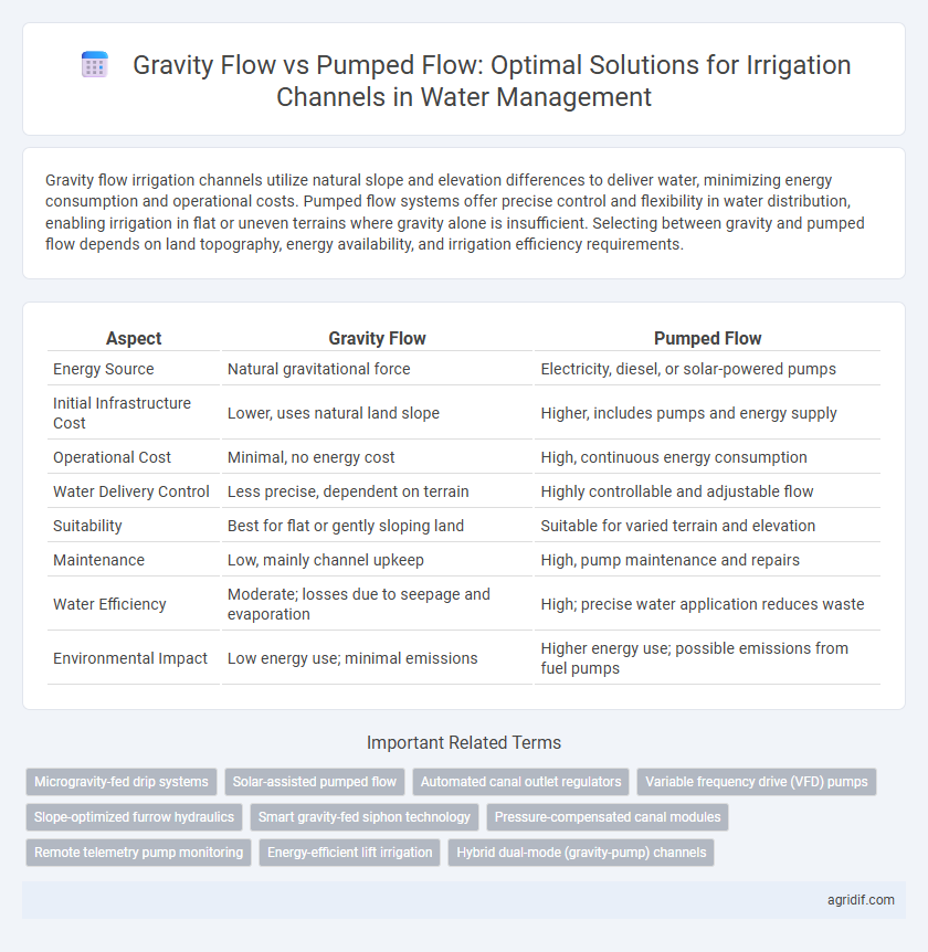 Gravity Flow vs Pumped Flow: Optimal Solutions for Irrigation Channels in Water Management