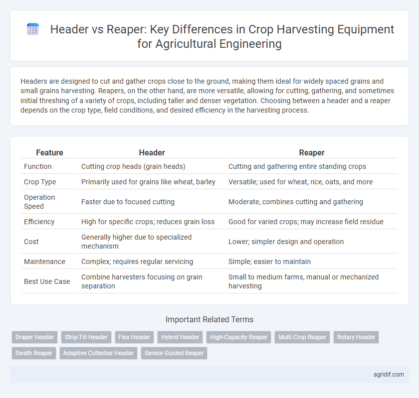 Header vs Reaper: Key Differences in Crop Harvesting Equipment for Agricultural Engineering