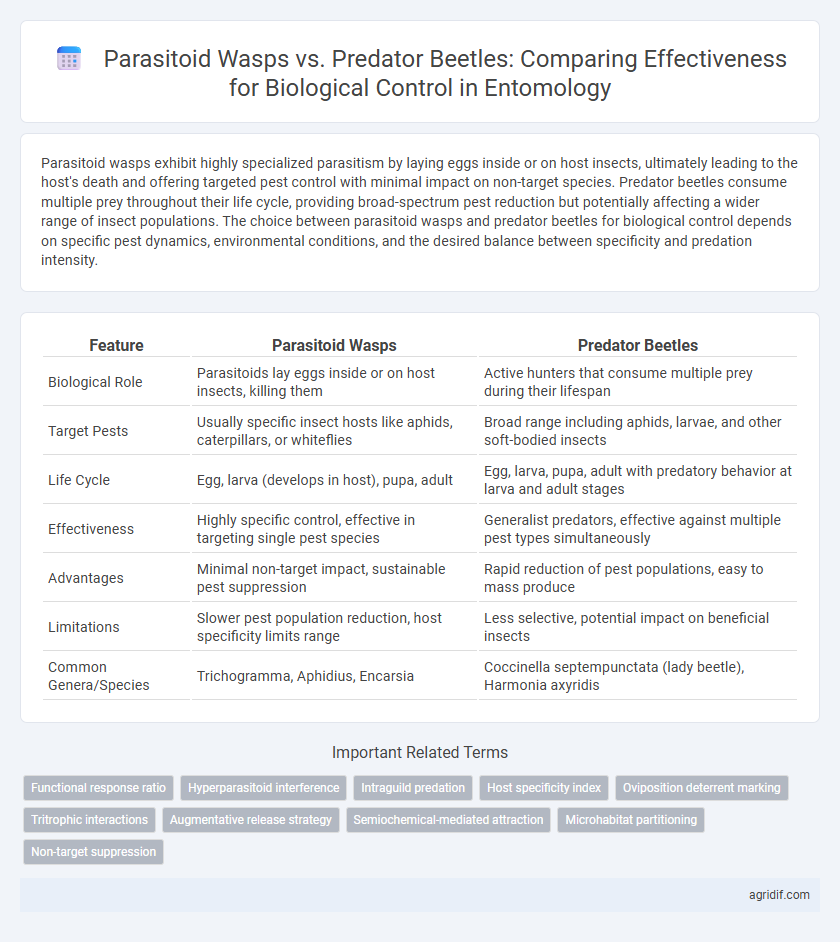 Parasitoid Wasps vs. Predator Beetles: Comparing Effectiveness for Biological Control in Entomology