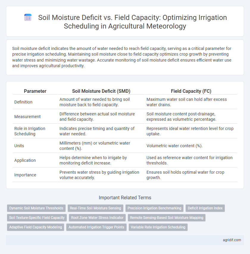Soil Moisture Deficit vs. Field Capacity: Optimizing Irrigation Scheduling in Agricultural Meteorology