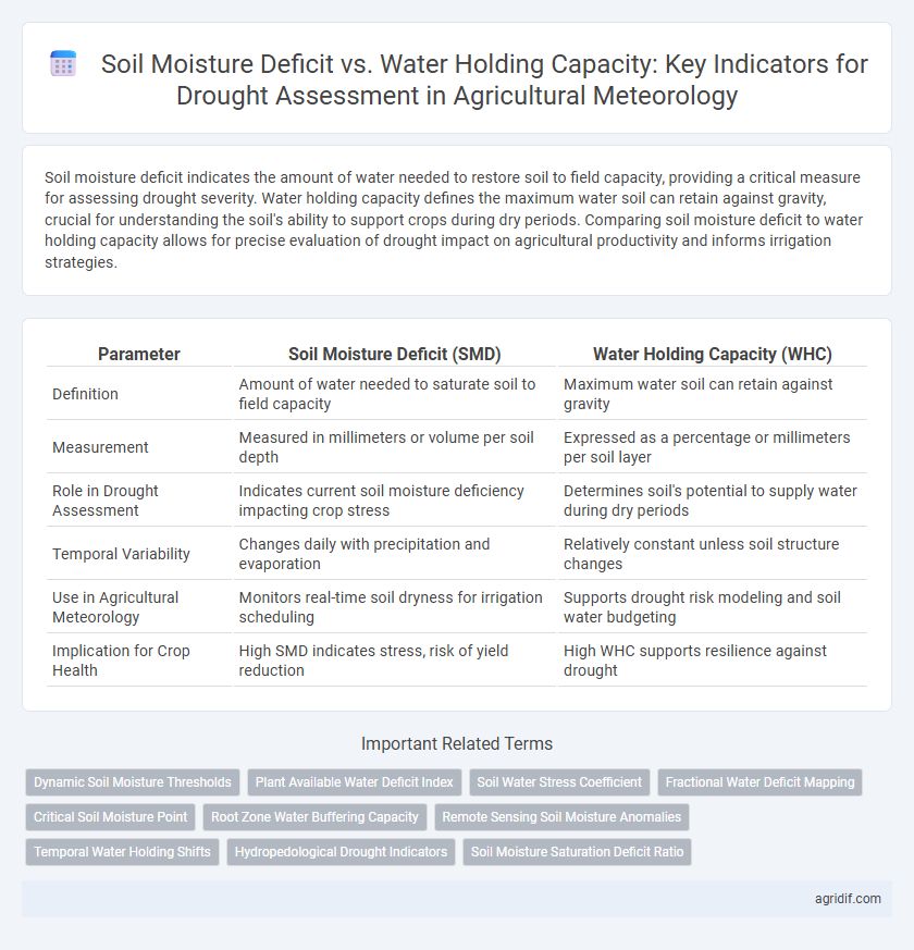 Soil Moisture Deficit vs. Water Holding Capacity: Key Indicators for Drought Assessment in Agricultural Meteorology