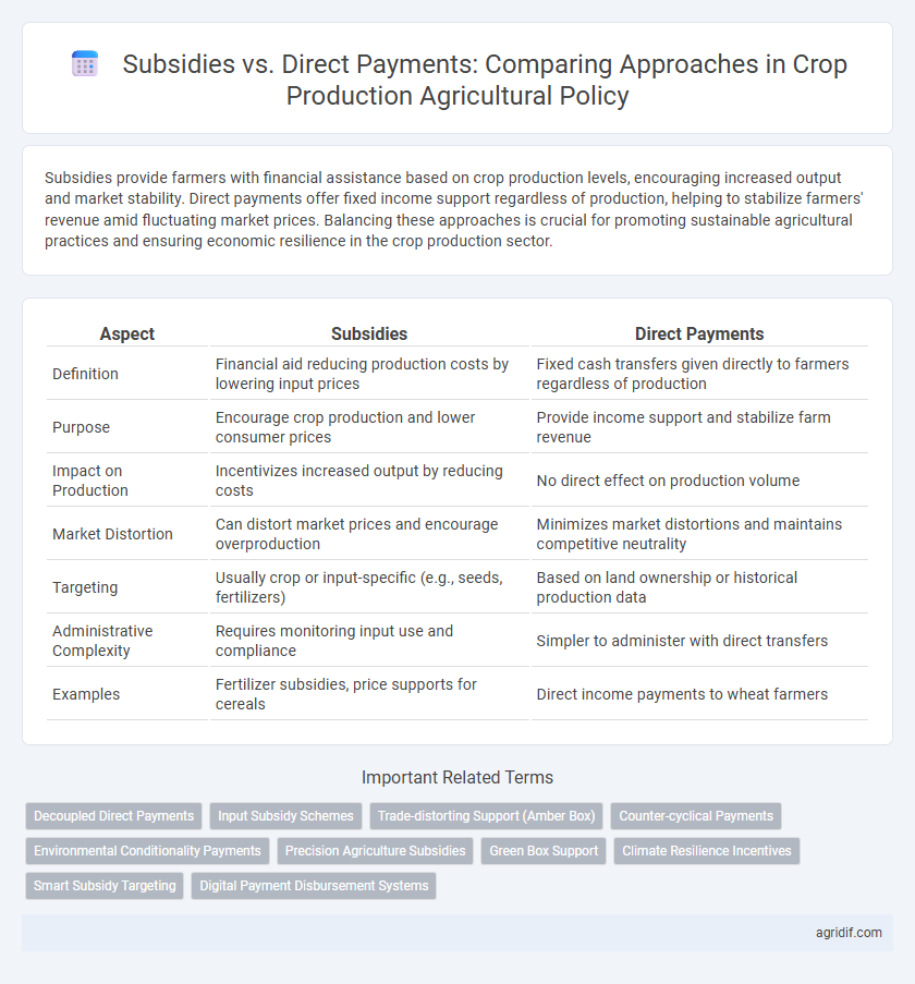 Subsidies vs. Direct Payments: Comparing Approaches in Crop Production Agricultural Policy