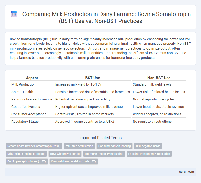 Comparing Milk Production in Dairy Farming: Bovine Somatotropin (BST) Use vs. Non-BST Practices
