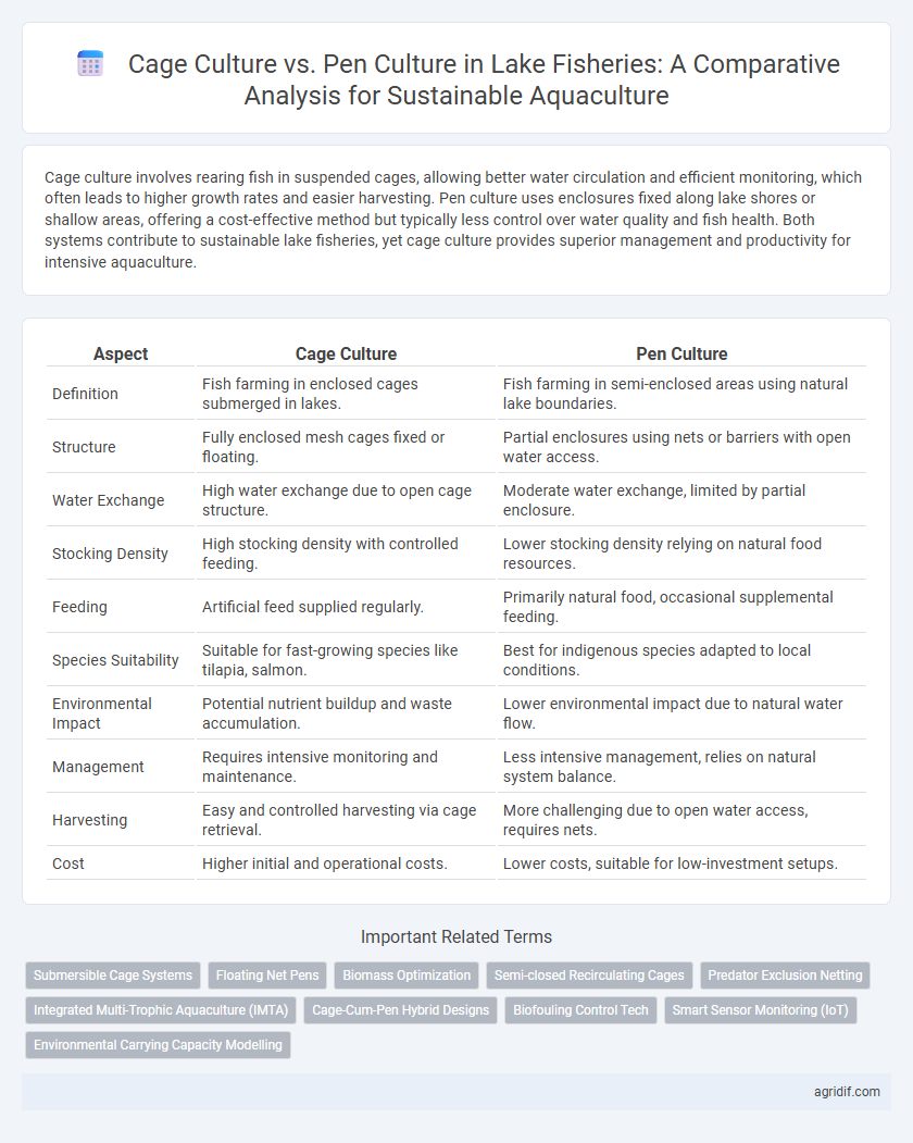 Cage Culture vs. Pen Culture in Lake Fisheries: A Comparative Analysis for Sustainable Aquaculture
