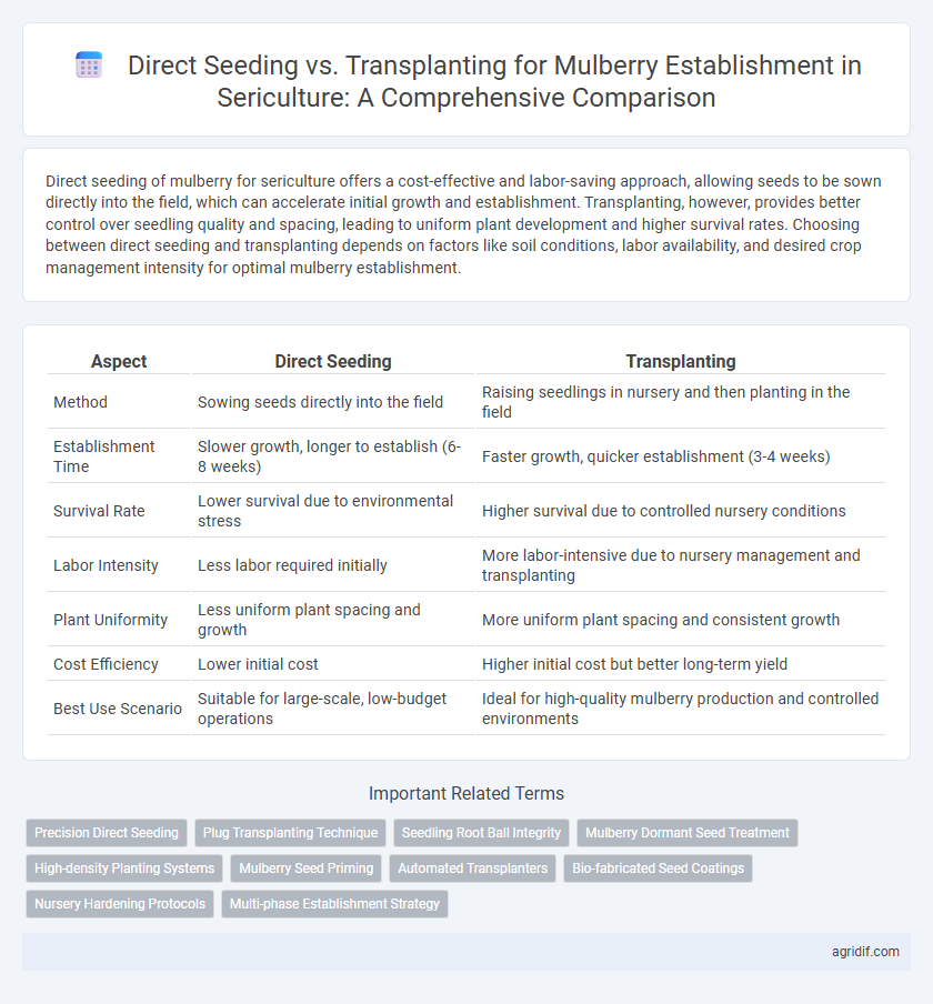 Direct Seeding vs. Transplanting for Mulberry Establishment in Sericulture: A Comprehensive Comparison
