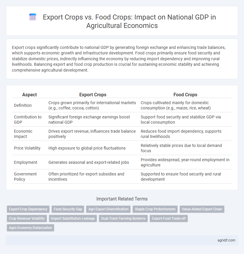 Export Crops vs. Food Crops: Impact on National GDP in Agricultural Economics