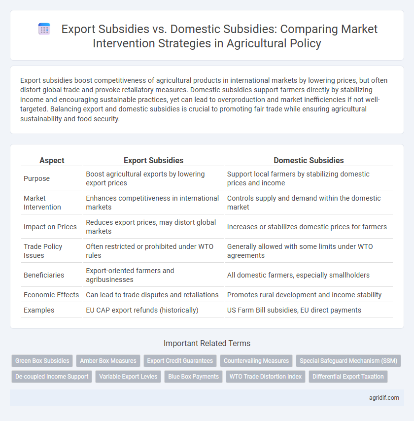 Export Subsidies vs. Domestic Subsidies: Comparing Market Intervention Strategies in Agricultural Policy