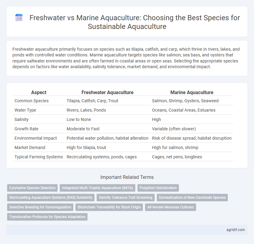 Freshwater vs Marine Aquaculture: Choosing the Best Species for Sustainable Aquaculture