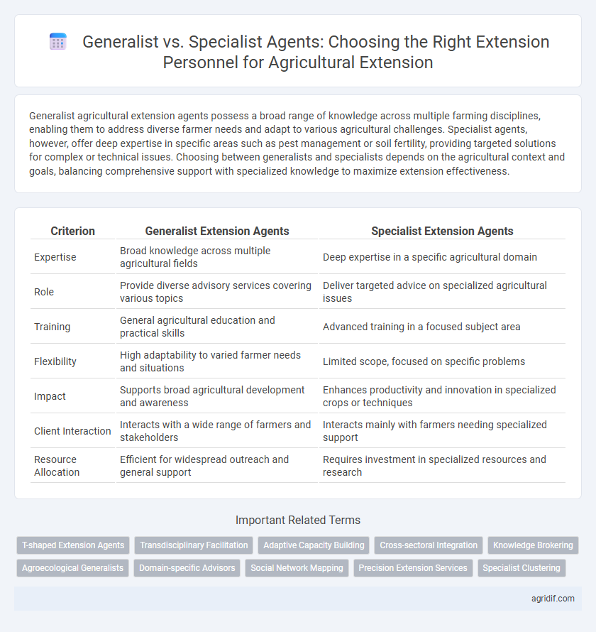 Generalist vs. Specialist Agents: Choosing the Right Extension Personnel for Agricultural Extension