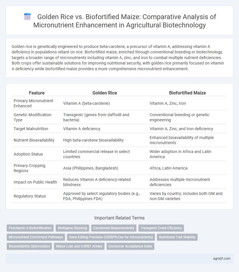 Golden Rice vs. Biofortified Maize: Comparative Analysis of Micronutrient Enhancement in Agricultural Biotechnology