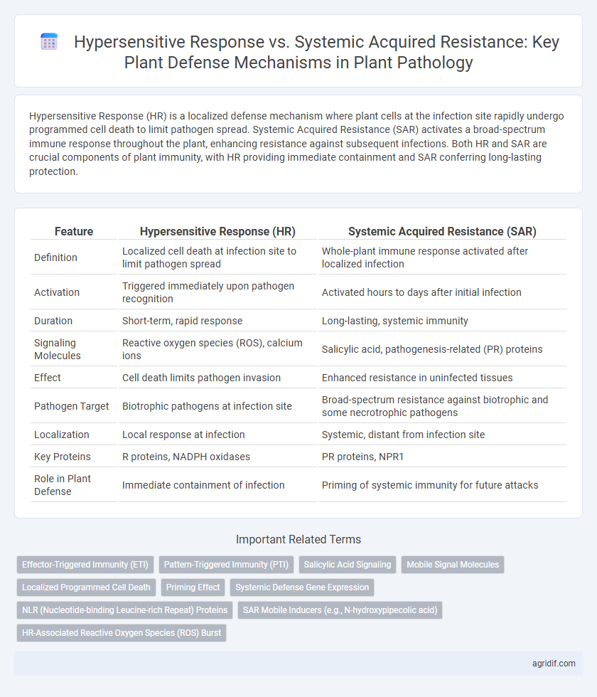 Hypersensitive Response vs. Systemic Acquired Resistance: Key Plant Defense Mechanisms in Plant Pathology