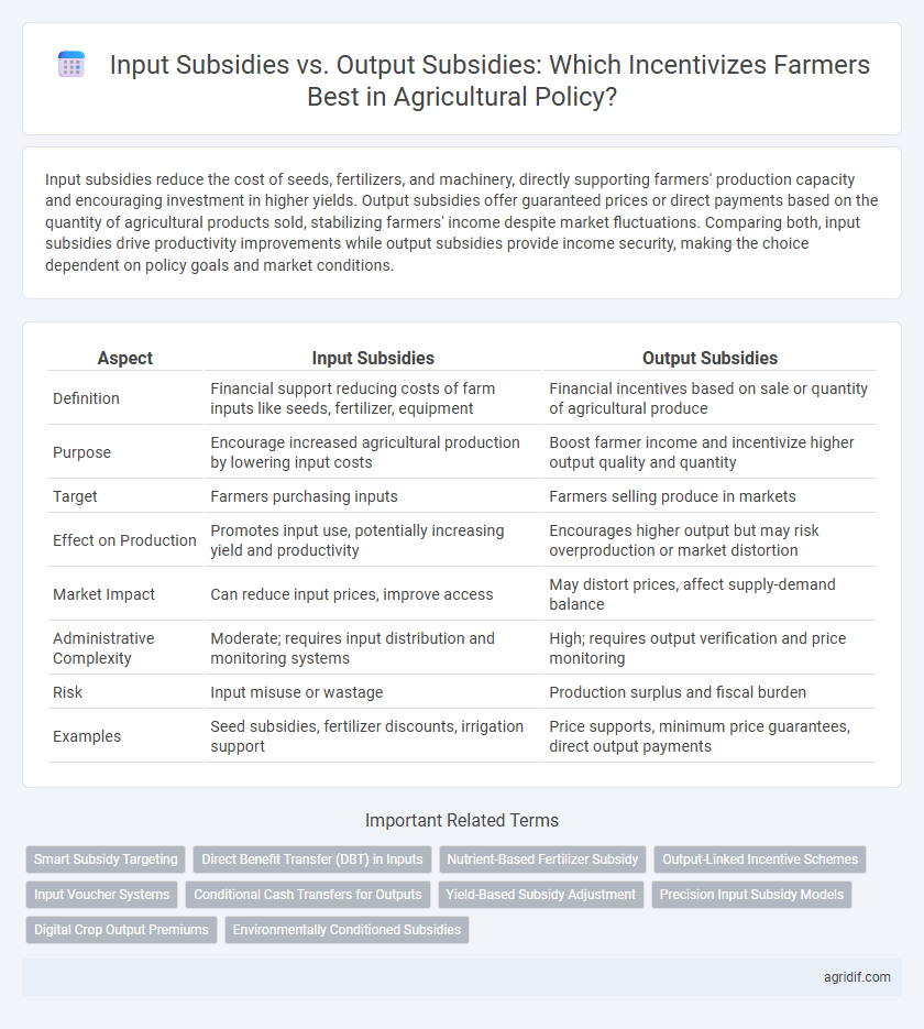 Input Subsidies vs. Output Subsidies: Which Incentivizes Farmers Best in Agricultural Policy?