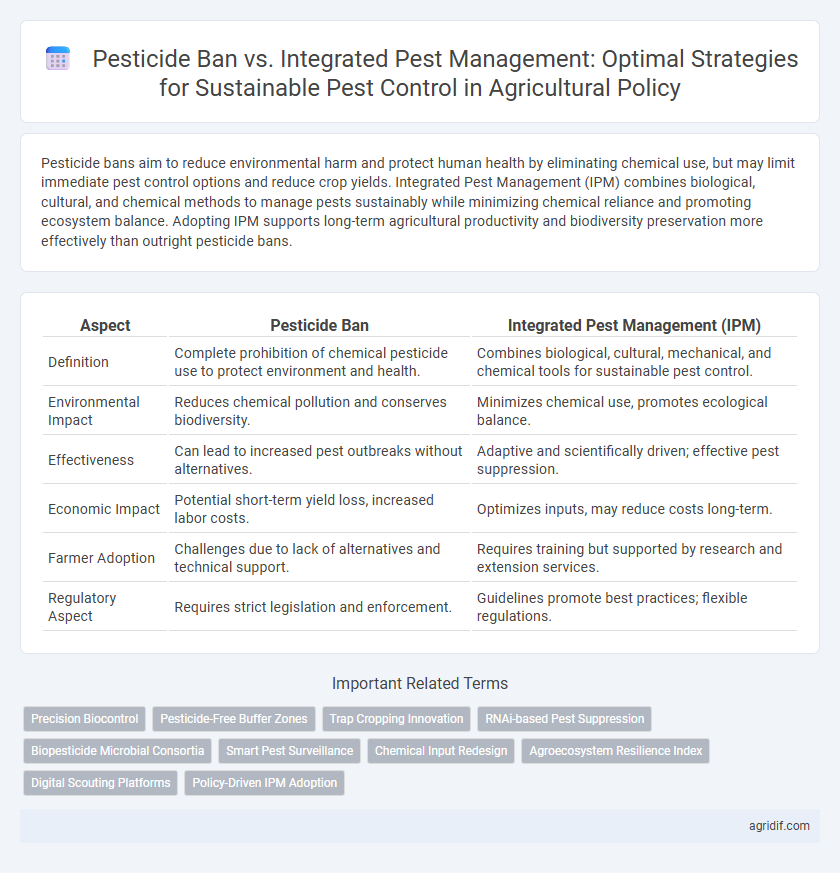 Pesticide Ban vs. Integrated Pest Management: Optimal Strategies for Sustainable Pest Control in Agricultural Policy