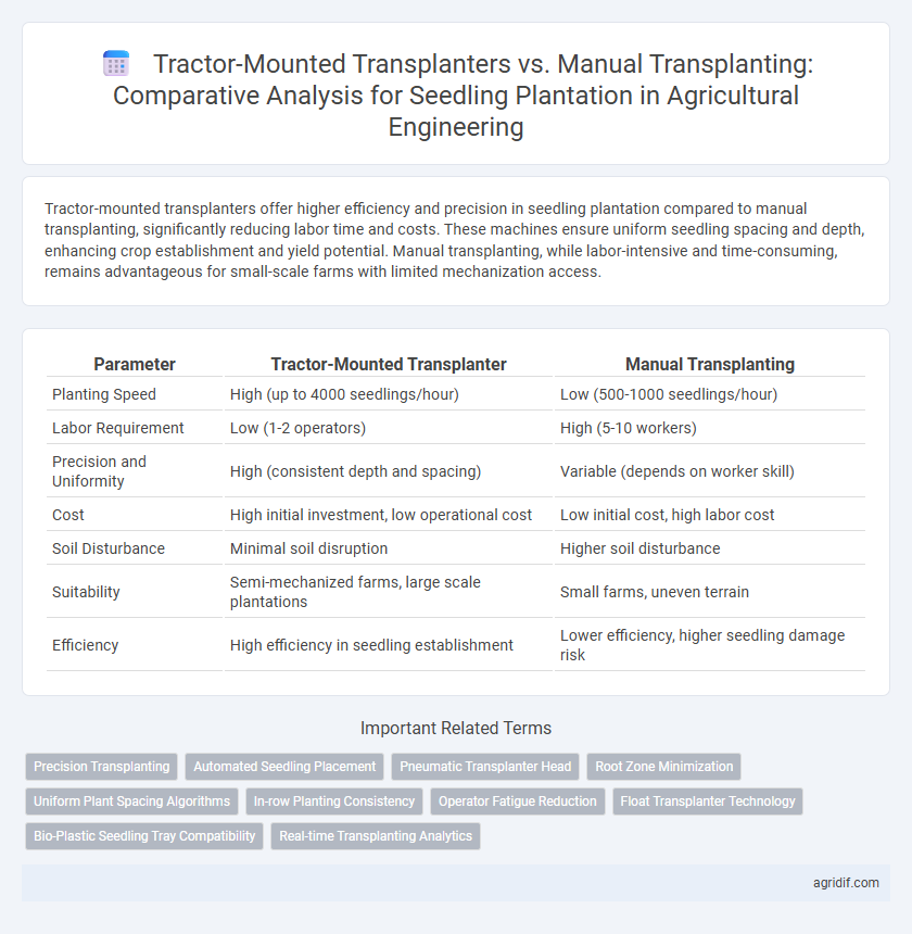 Tractor-Mounted Transplanters vs. Manual Transplanting: Comparative Analysis for Seedling Plantation in Agricultural Engineering