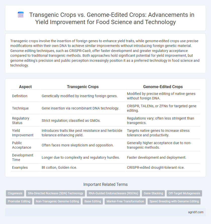 Transgenic Crops vs. Genome-Edited Crops: Advancements in Yield Improvement for Food Science and Technology